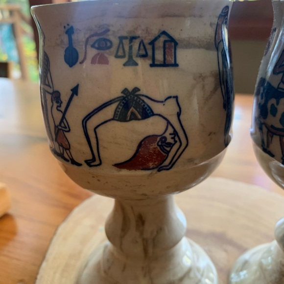 Stoneware Vintage Egyptian Revival Goblets Made in Japan circa 1970s - Picture 4 of 11